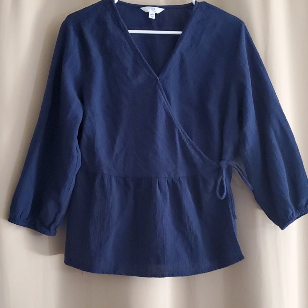 Blue Wrap Blouse